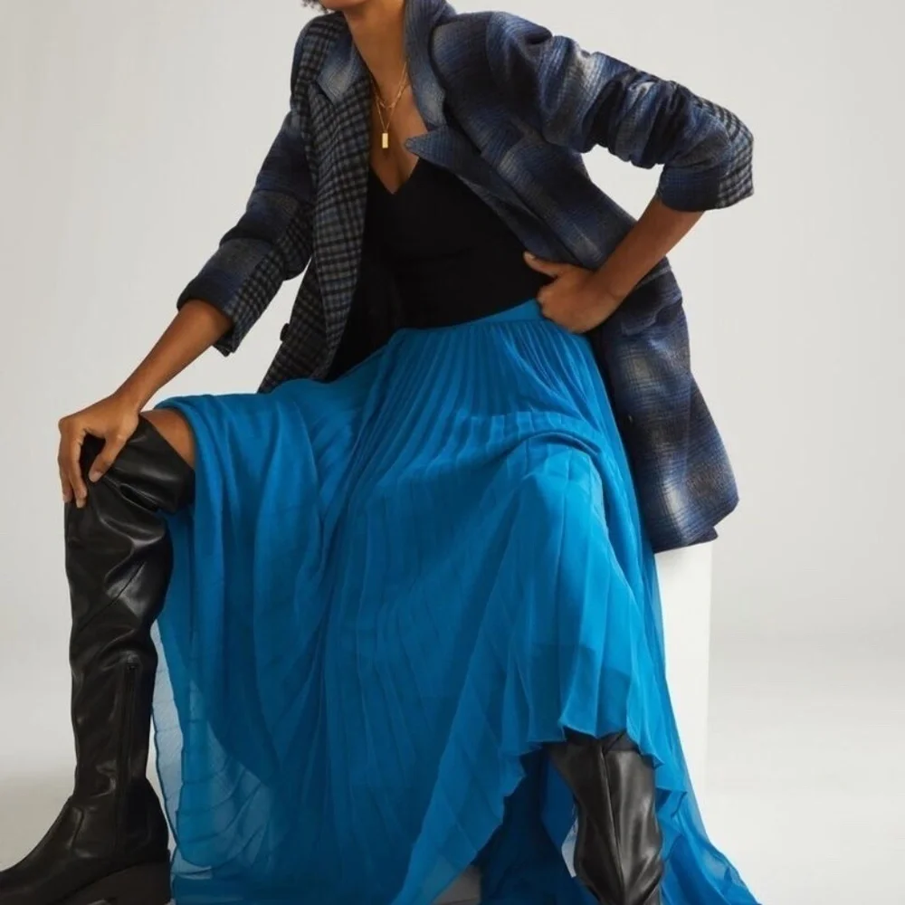 Anthropologie Pankaj & Nidhi Pleated Maxi Skirt Sz. Small - Picture 6 of 6